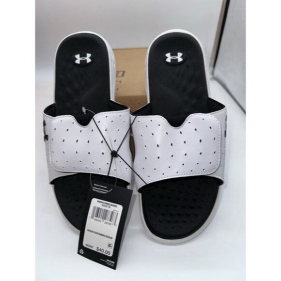 Tried On Under Armour 30260271017 Ignite 7 Womens Size White/Black Slides - Picture 1 of 7